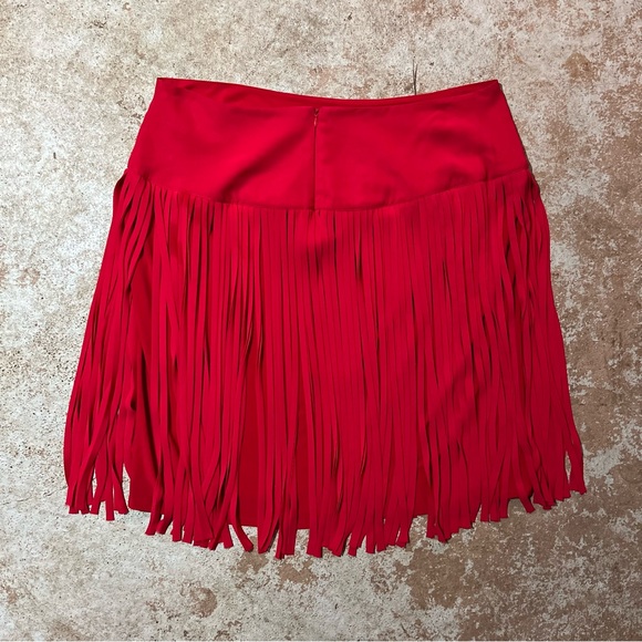 Lane Bryant Fringe Midi Skirt Sz 20 Red Back Lined Knee Length Western Cowgirl - Picture 10 of 14